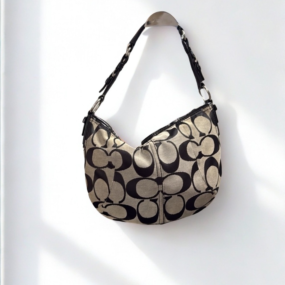 Sold Coach Black and Cream Hobo Bag